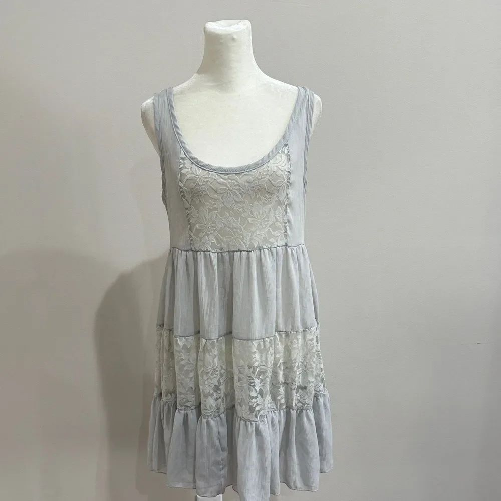 Pplaceclothing Gray Lace Sleeveless Dress Size Medium
